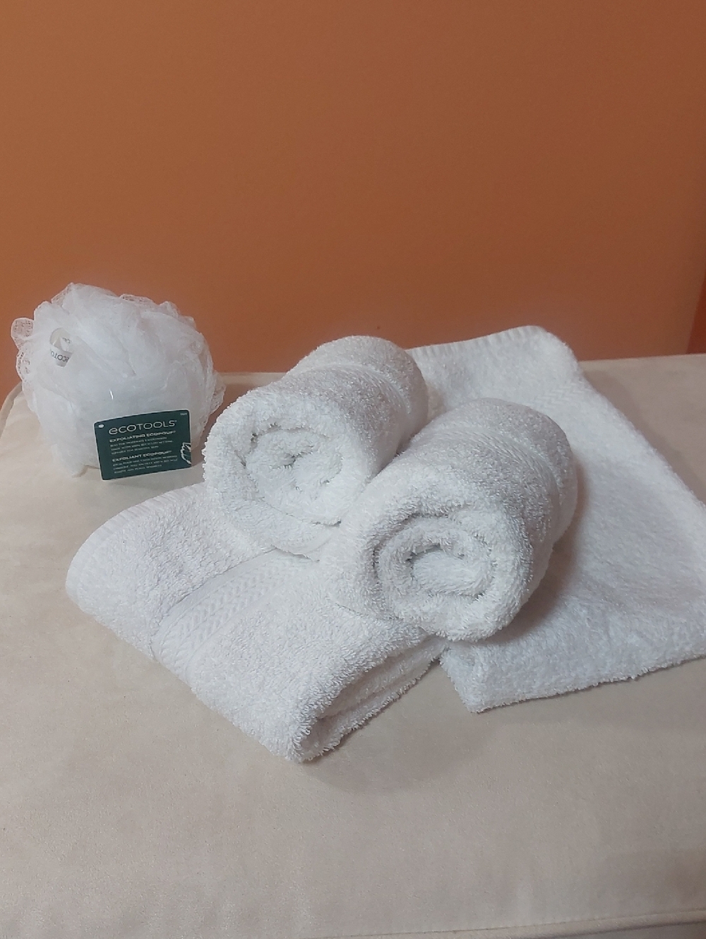 Set of 4 White Hand Towels. Plus, FREE Ecopouf